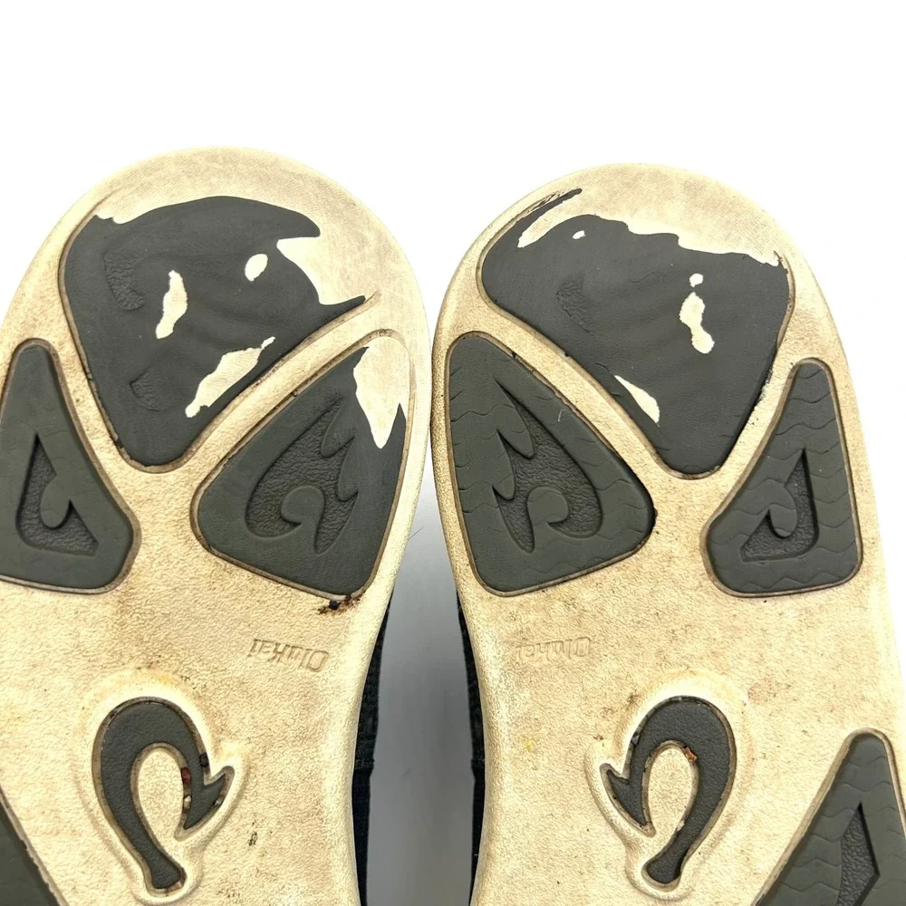 Olukai Nohea Moku Sneakers Mens Size 10 Black Charcoal Mesh Boat Shoes Casual